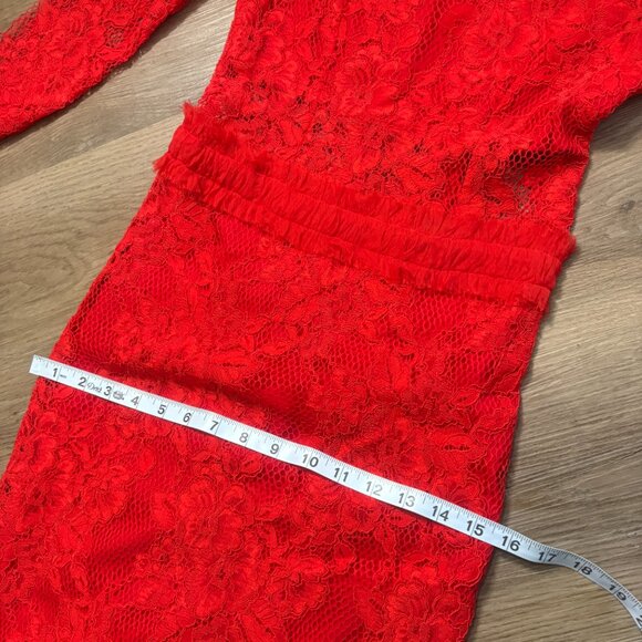 Alexis Anabella Lace Midi Dress in red size XS sheer panels long sleeve 0 2 - Picture 10 of 15
